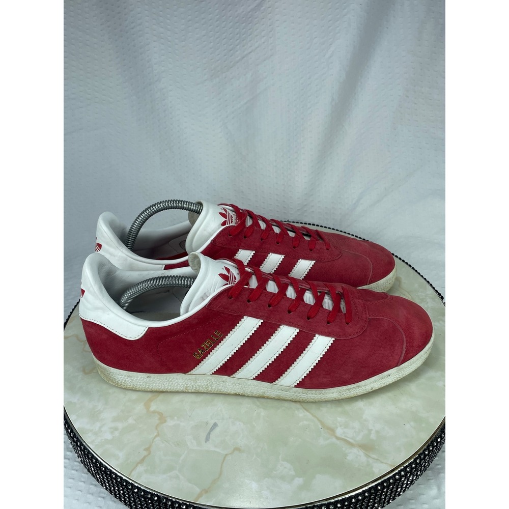 Adidas Gazelle S76228 Red Suede Low Top Sneakers Mens 10 Red White Classic